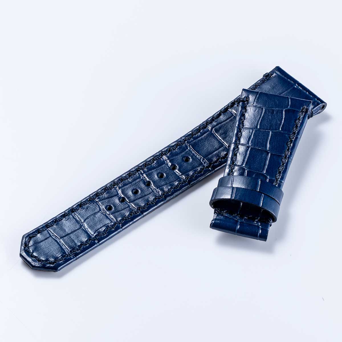Croco-embossed cowhide strap – Dark blue (VM15-CDL)