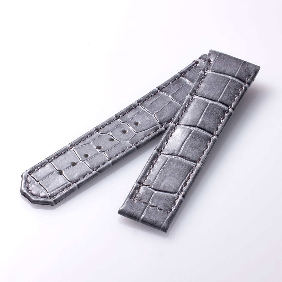 URUGA42 “Croco-embossed cowhide strap” (UG03) – Gray [UG03-CGY]