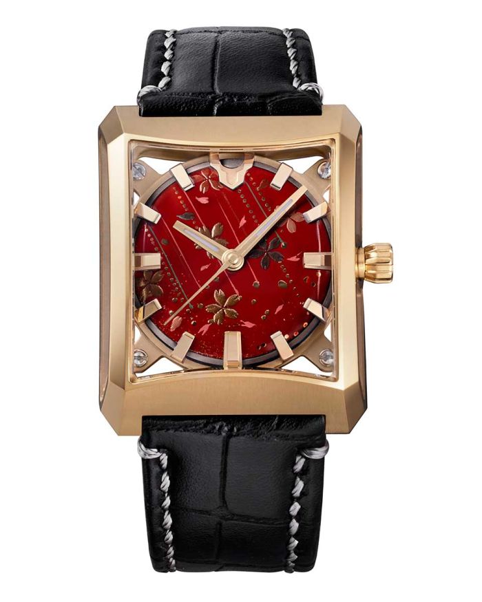 Urushi Series MAKI-E “FIVE WINDOWS Mid ~Nagare Sakura” Leather model [VM07-CBKMA6-KYJ]