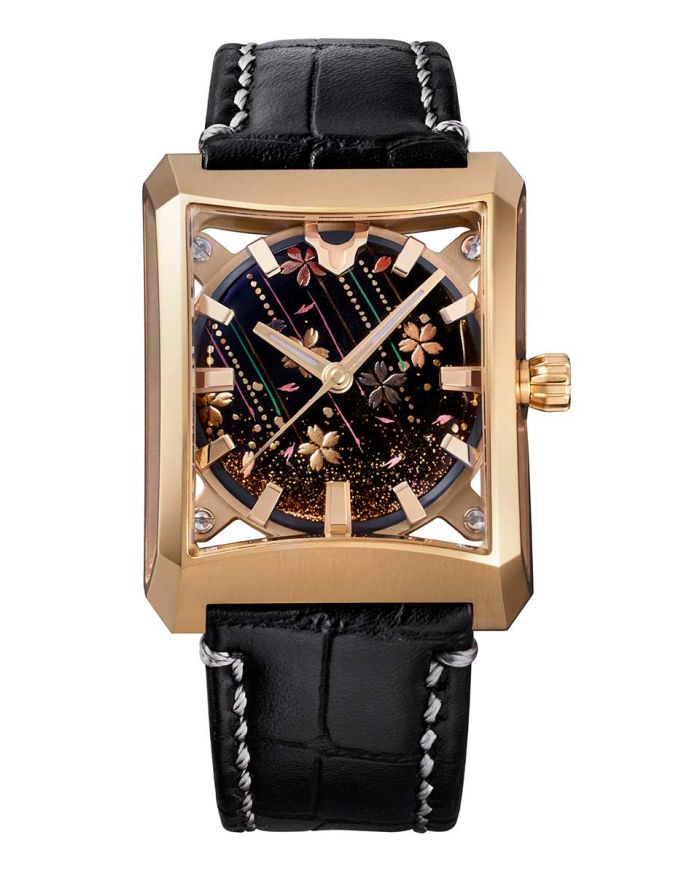 Urushi Series MAKI-E “FIVE WINDOWS Mid ~Nagare Sakura” Leather model [VM07-CBKMA7-KYJ]