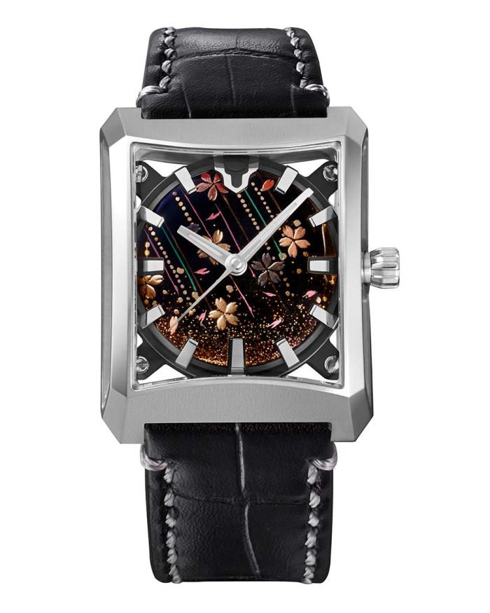 Urushi Series MAKI-E “FIVE WINDOWS Mid ~Nagare Sakura” Leather model [VM07-CBKMA7-SSD]