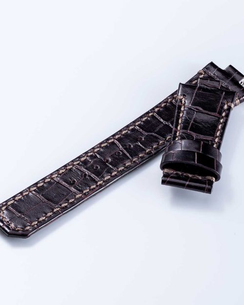 HORIZON “Croco-embossed cowhide strap” (VM12) – Dark Brown [VM12-CDB]
