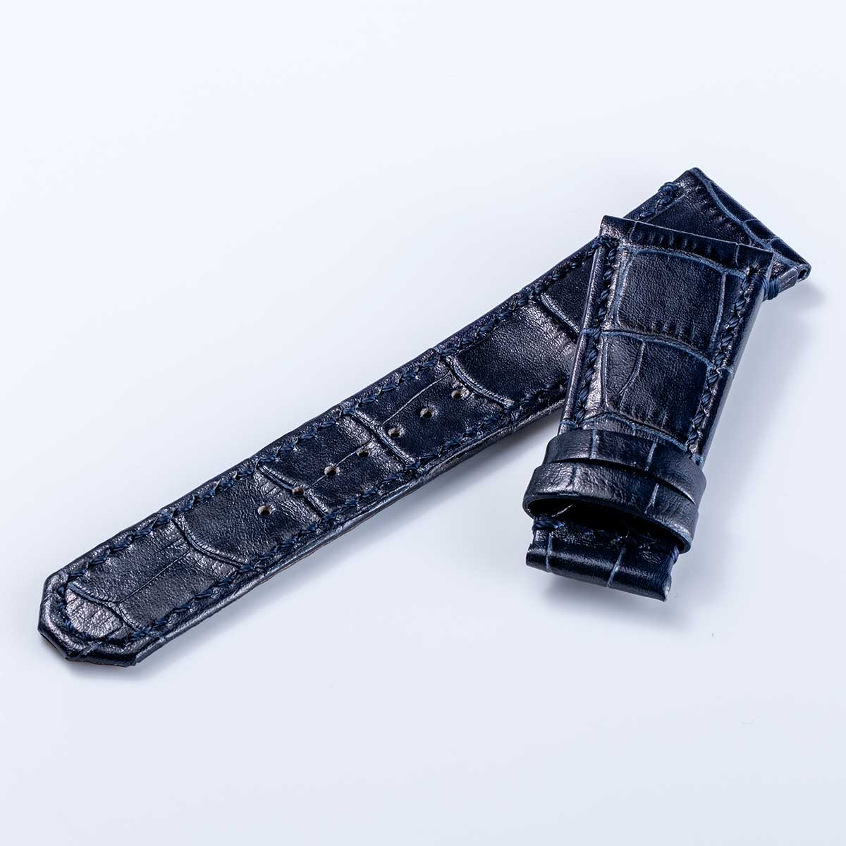 FIVE WINDOWS Mid “Croco-embossed cowhide strap” (VM07) – Navy [VM07-CNV]