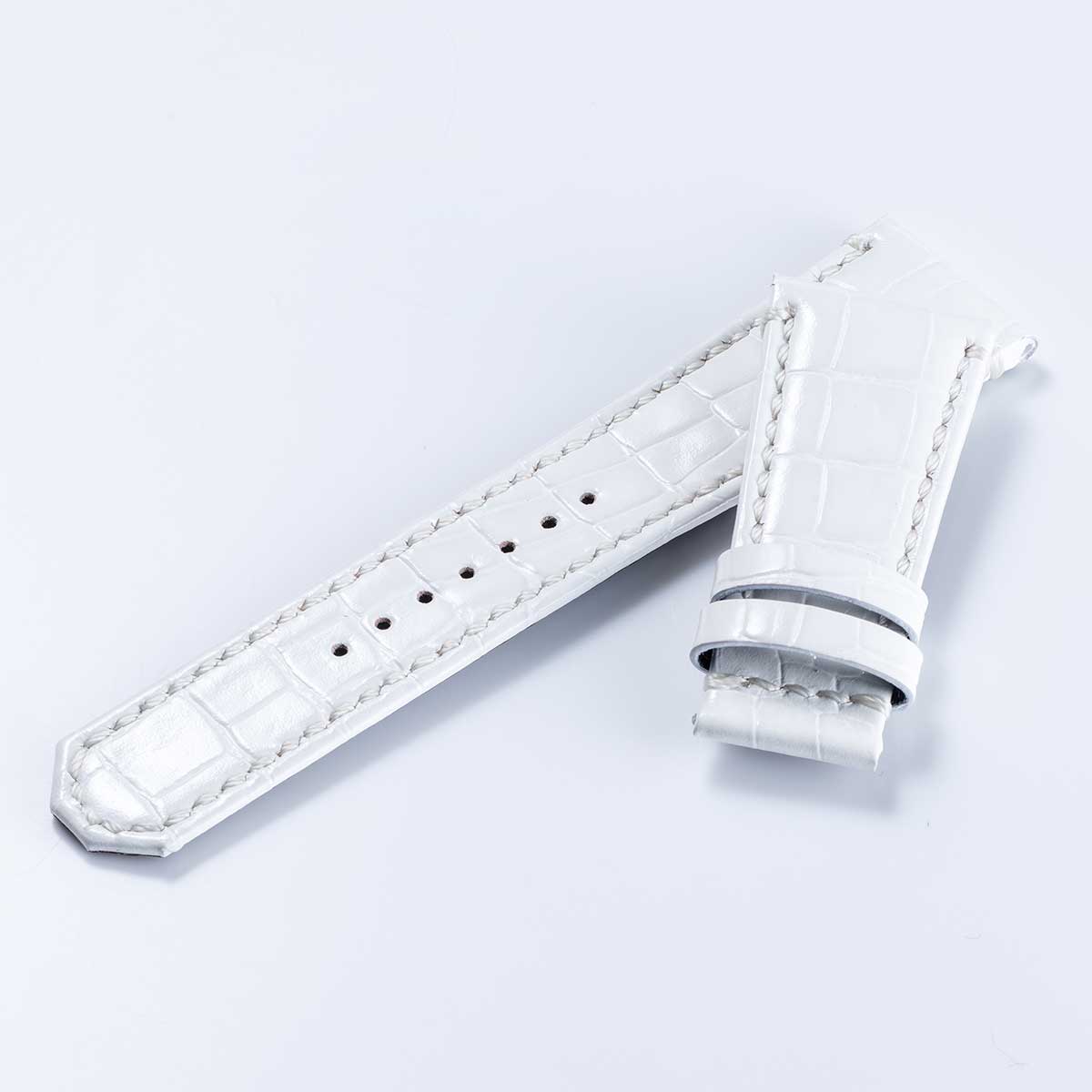 FIVE WINDOWS Mid “Croco-embossed cowhide strap” (VM07) – White [VM07-CWH]