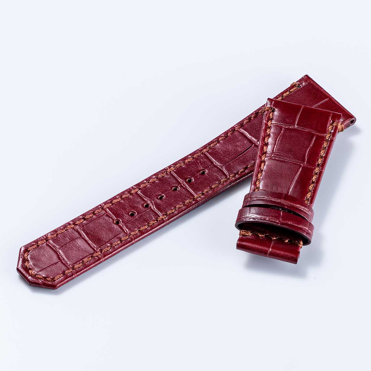 FIVE WINDOWS “Croco-embossed cowhide strap” (VM03) – Wine Red [VM03-CWR]
