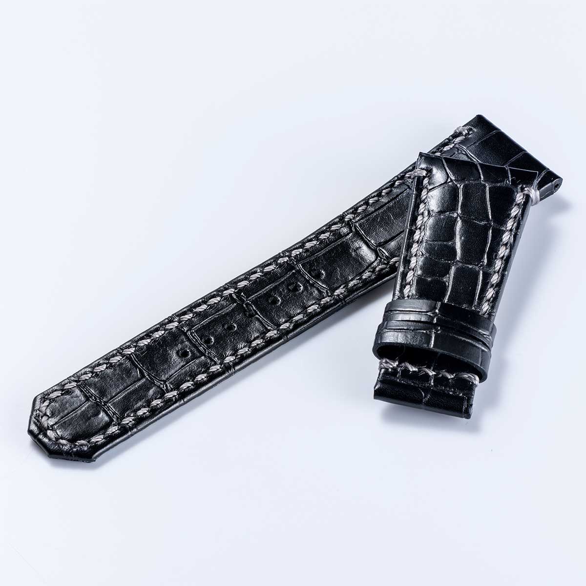 Croco-embossed cowhide strap – Black (VM15-CBK)