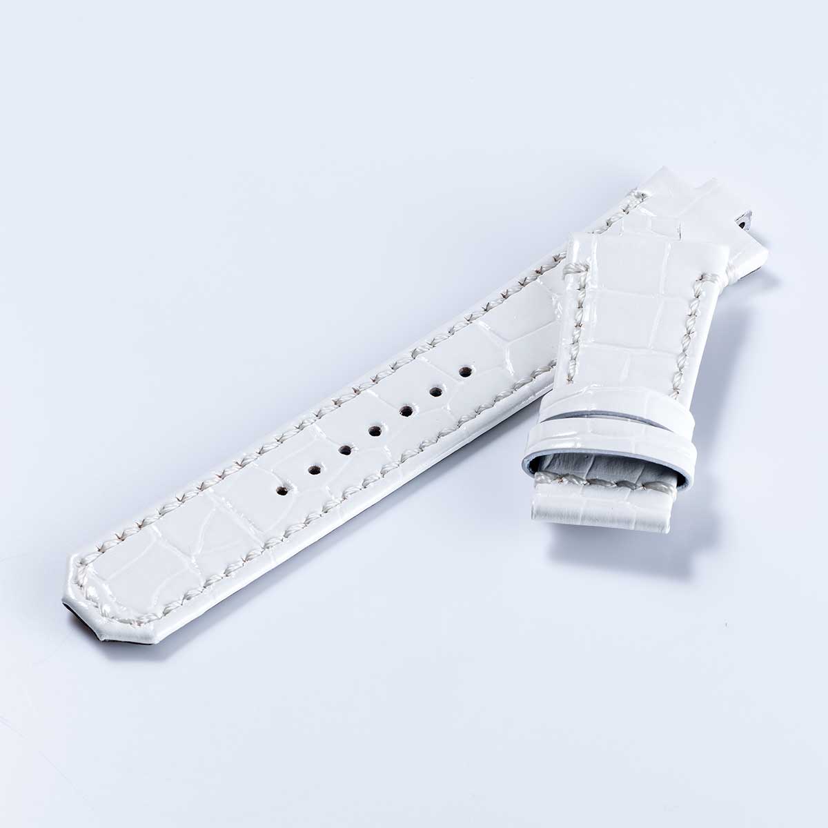 Croco-embossed cowhide strap – White (VM12-CWH)