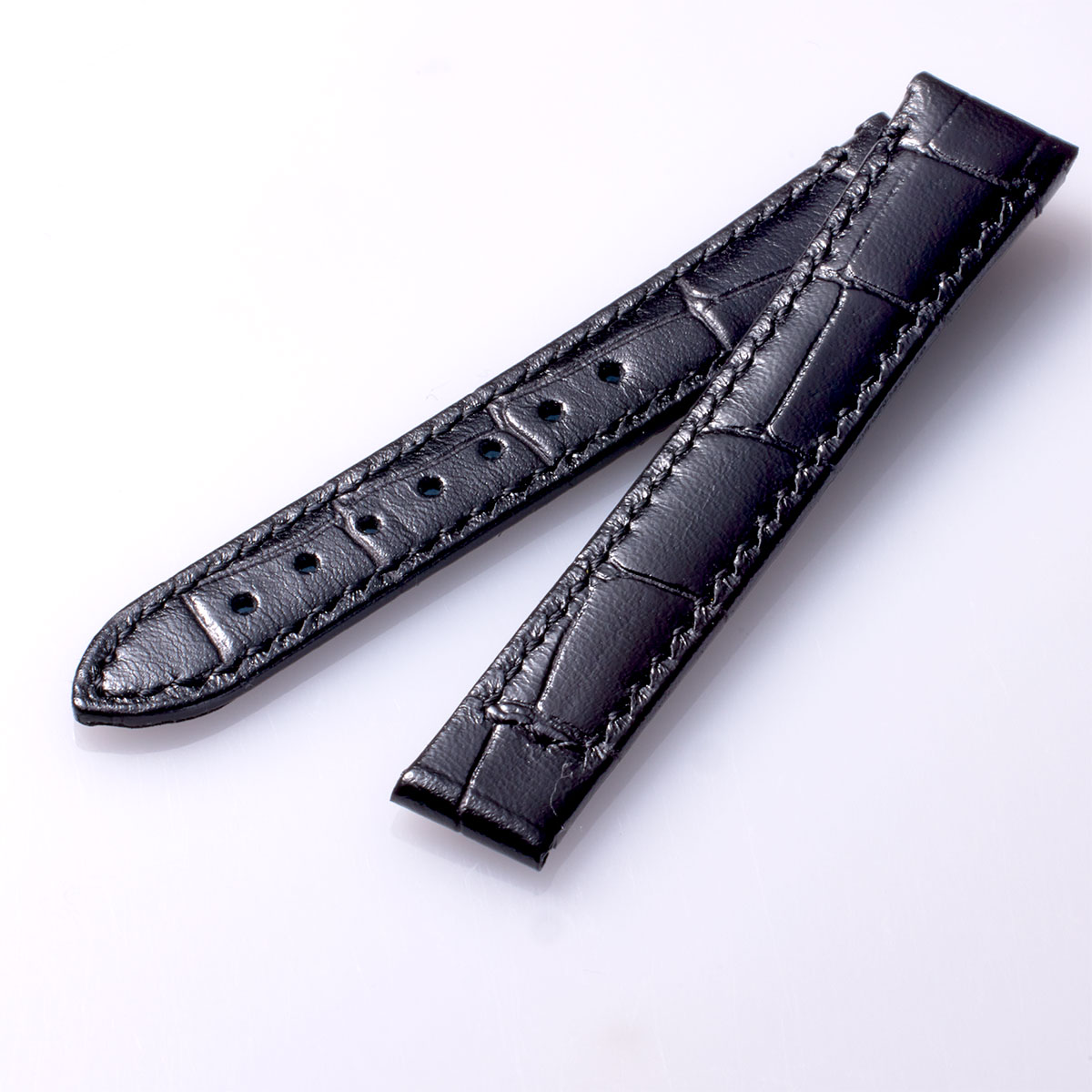 Croco-embossed cowhide strap – Black (UG01-CBK)