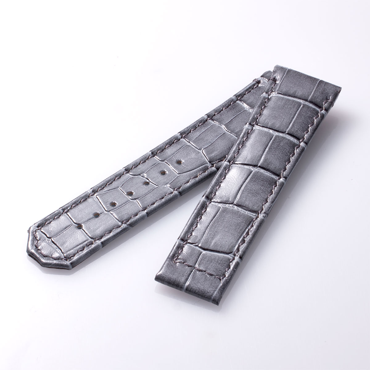 Croco-embossed cowhide strap – Gray (UG03-CGY)