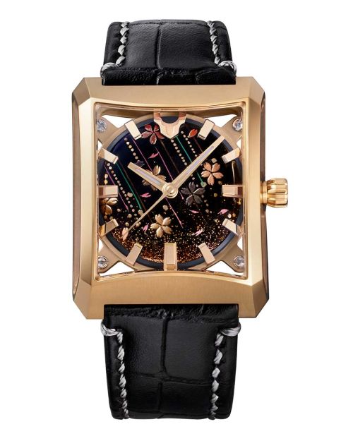 Urushi Series MAKI-E “FIVE WINDOWS Mid ~Nagare Sakura” Leather model [VM07-CBKMA7-KYJ]