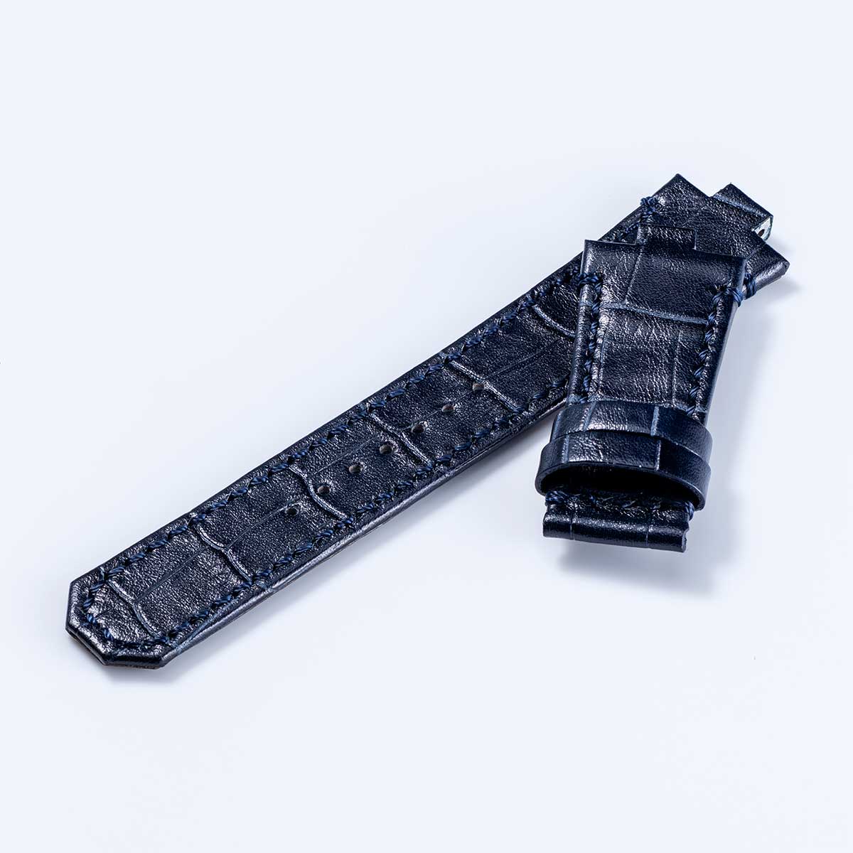 HORIZON “Croco-embossed cowhide strap” (VM12) – Navy [VM12-CNV]